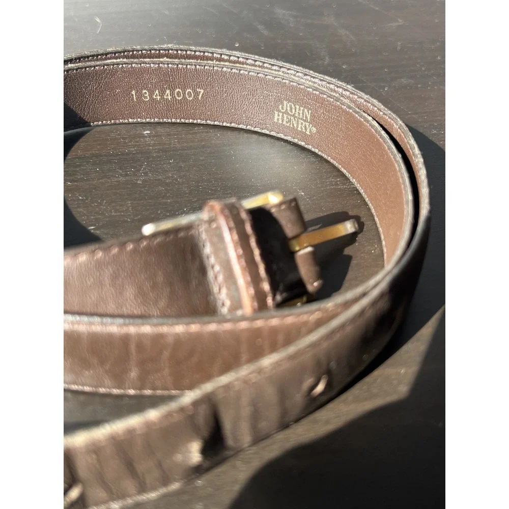 Vintage John Henry Brown‎ Leather Belt Men's Size 36-50 Made in Uruguay Classic